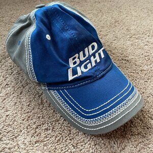 Bud Light Anhueser Busch 2016 Adjustable Embroidered Beer Logo Hat Blue/Gray